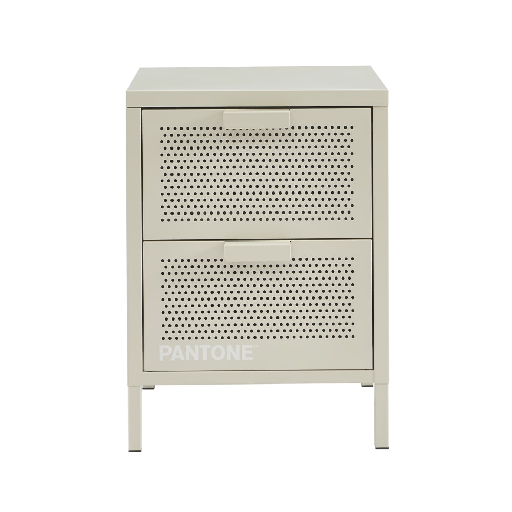 Table de chevet  métal beige sable double tiroirs 40cm