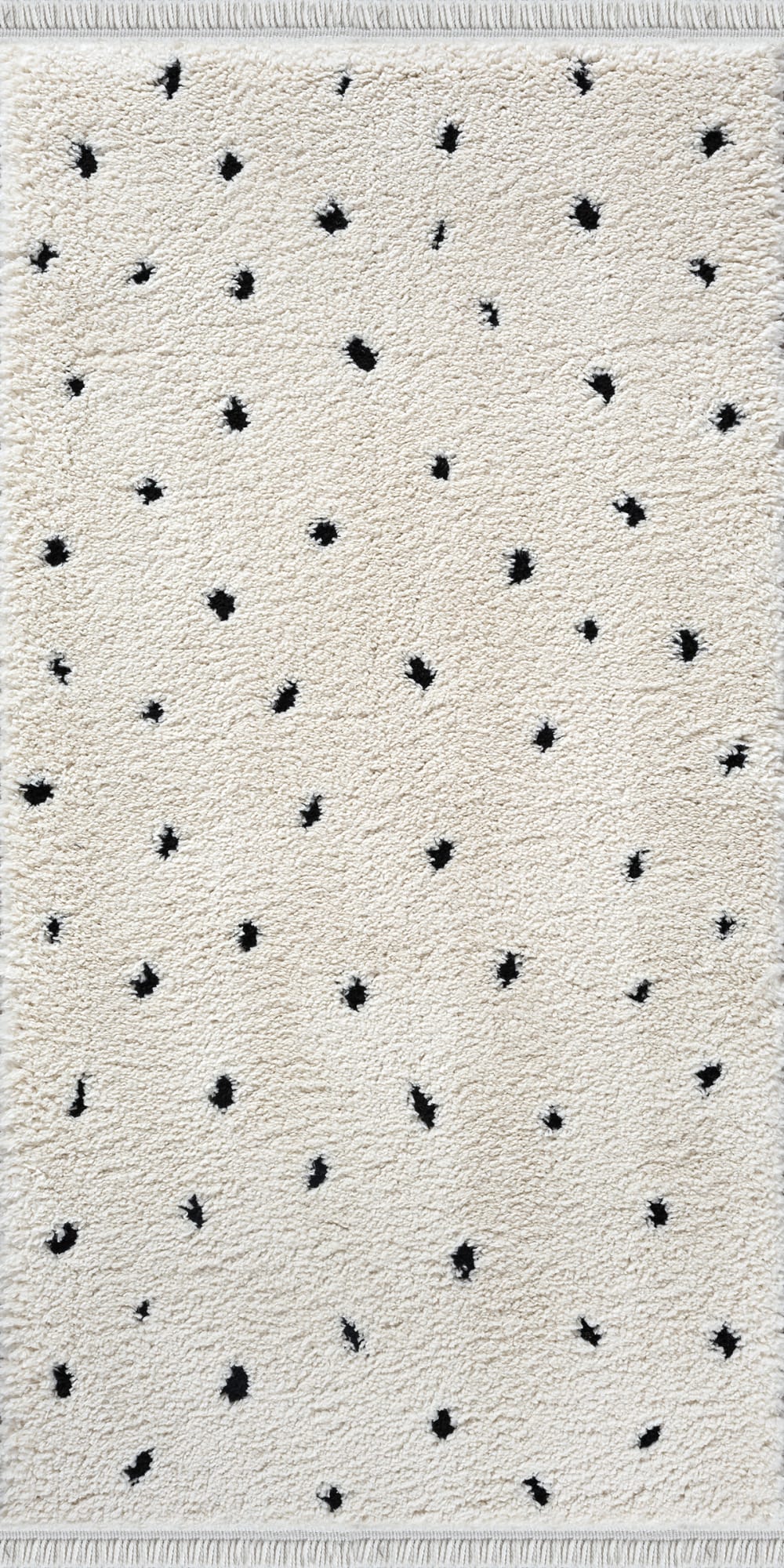 Tapis Shaggy à pois, Crème, 80 x 150 cm