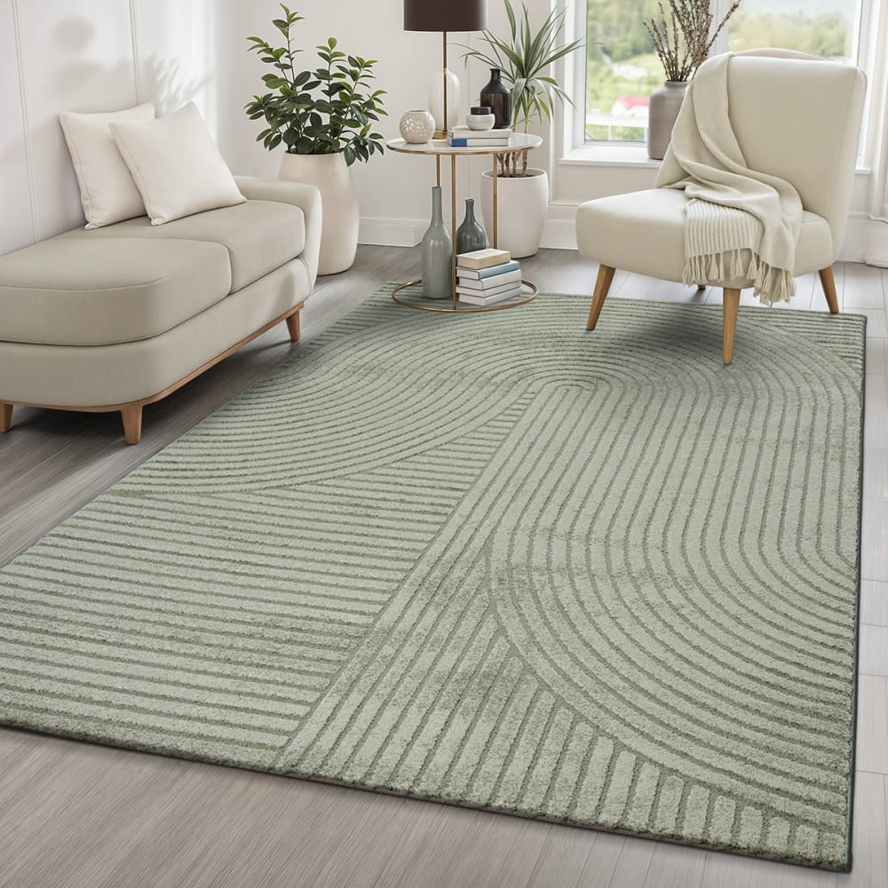 Tapis design moderne, densité élevée, vert, 200 x 290 cm — vue 3