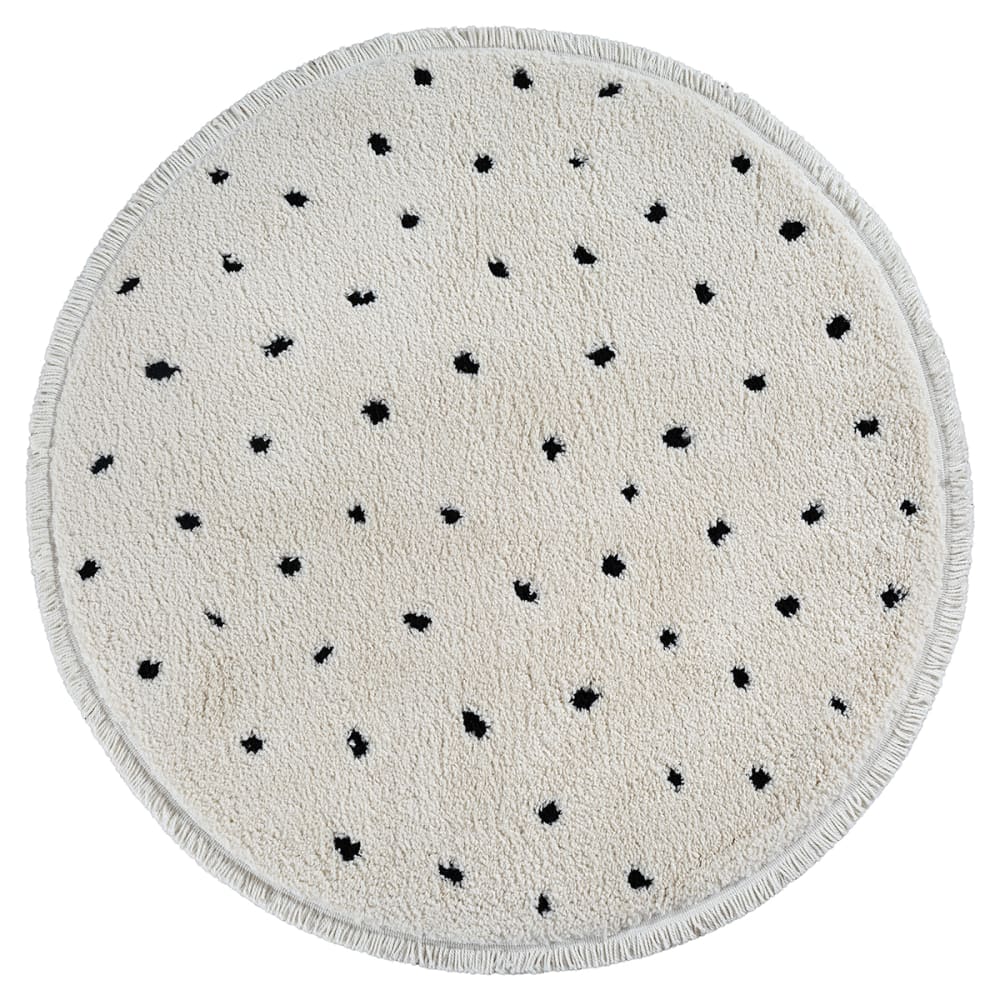 Tapis Shaggy à pois, Crème, 120 cm,  Ronde