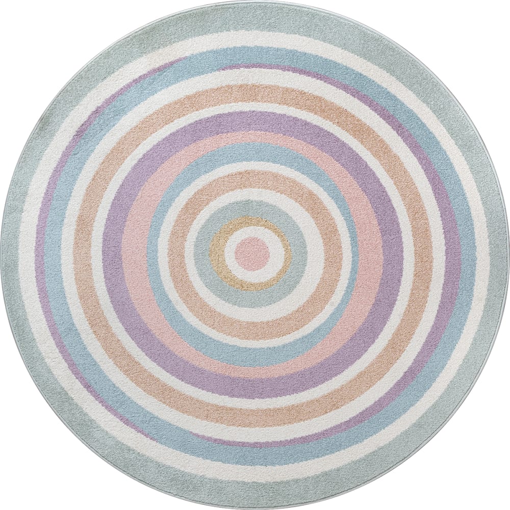 The carpet Kurzflor Kinderteppich Regenbogen, Bunt, 160 cm, Rund style modern MEHRFARBIG Öko-Tex Zertifikat PP - POLYPROPYLEN Kinder