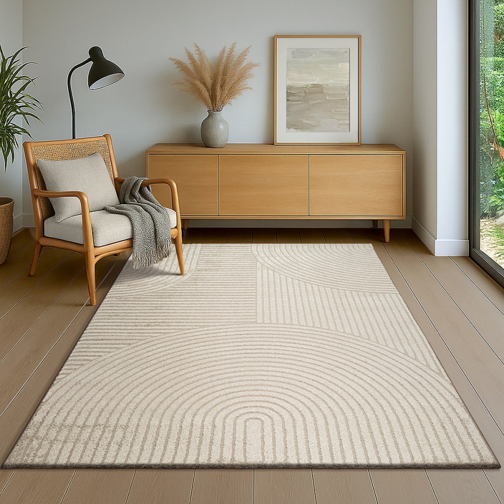 Tapis structure haute-basse moderne, beige, 200 x 290 cm — vue 4