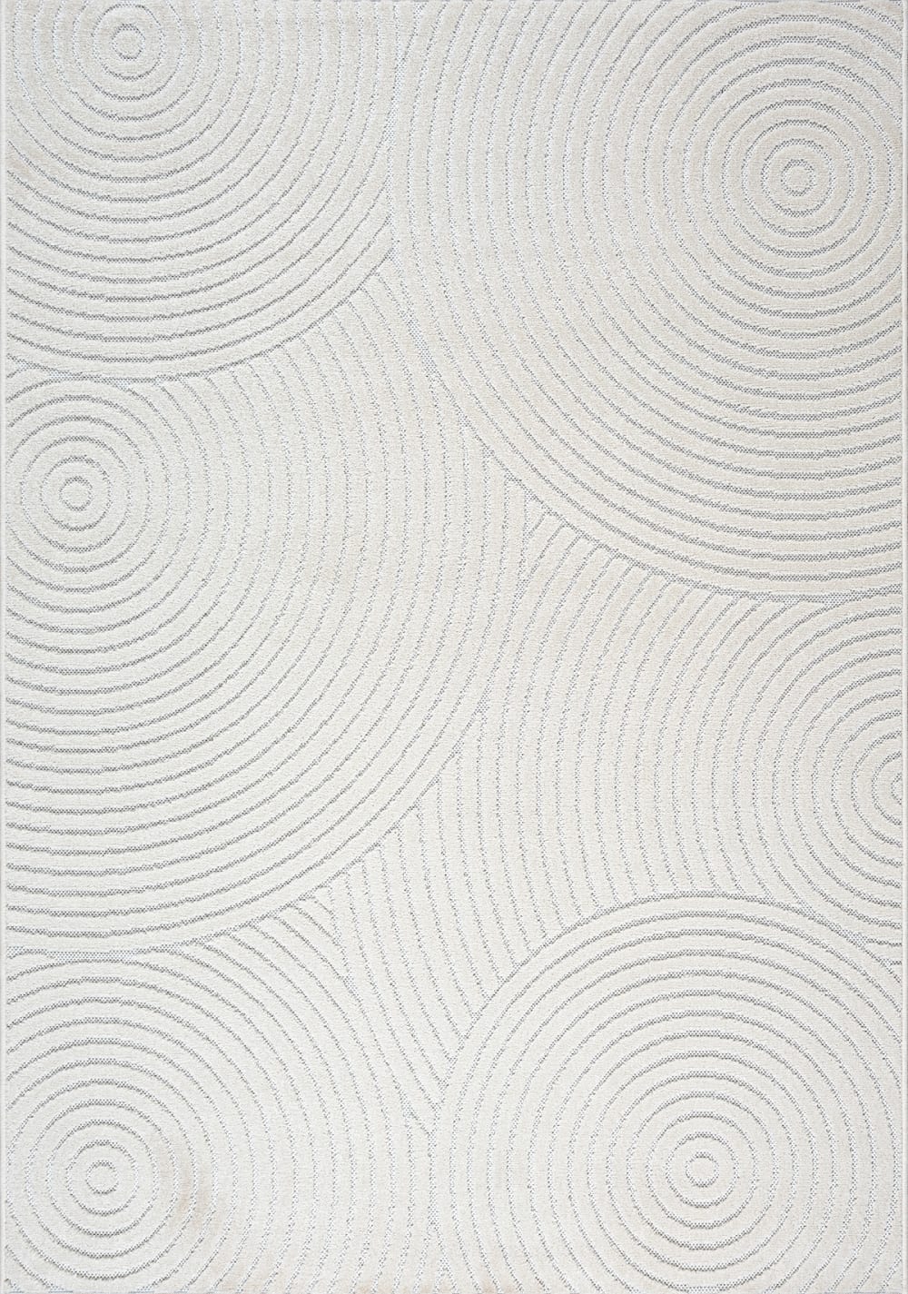 Tapis extérieur motif cercle, crème, 240 x 340 cm