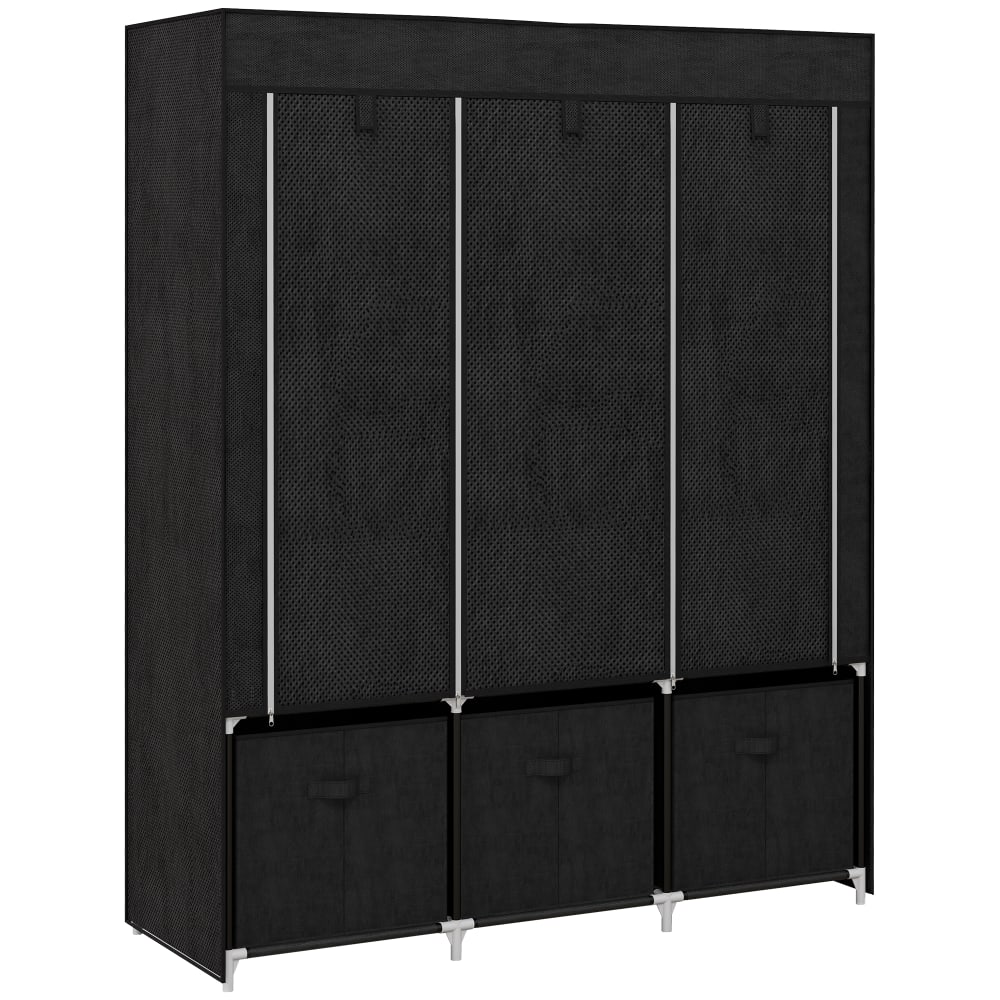 Armoire de rangement pliable avec 5 étagères en tissu noir
