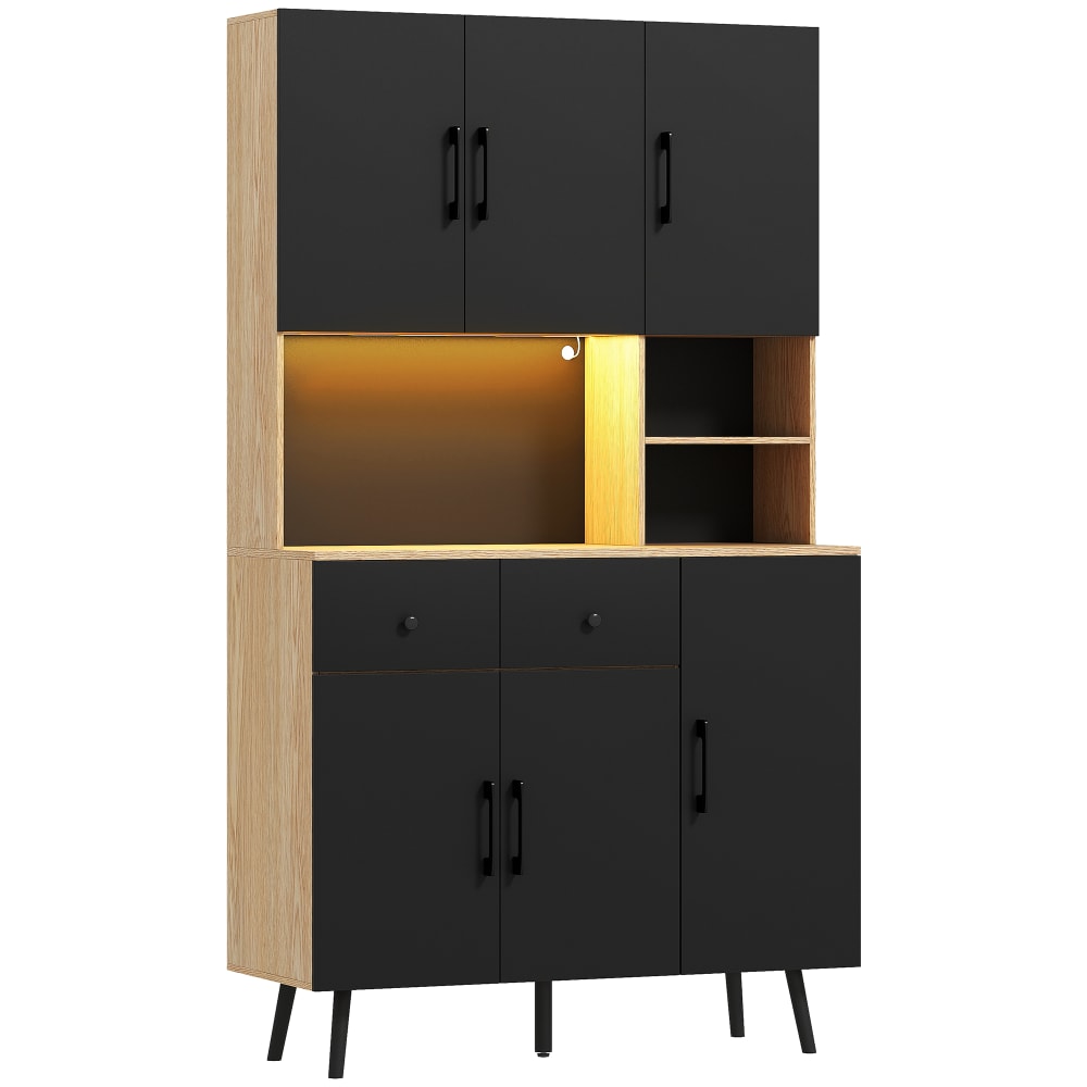 Homcom RGB-LED-Küchenhochschrank, Partikelpaneele schwarz style modern - Spanplatte