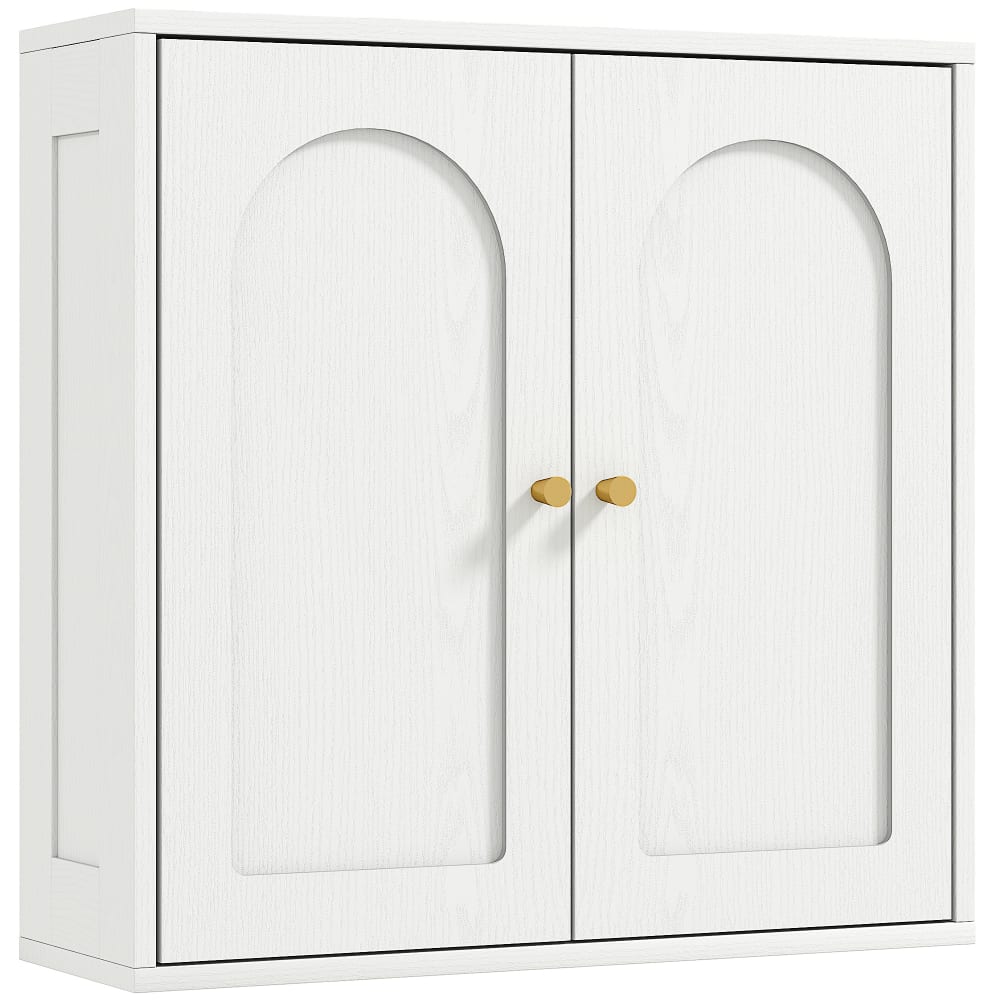 Armoire murale salle de bain placard à double porte MDF blanc