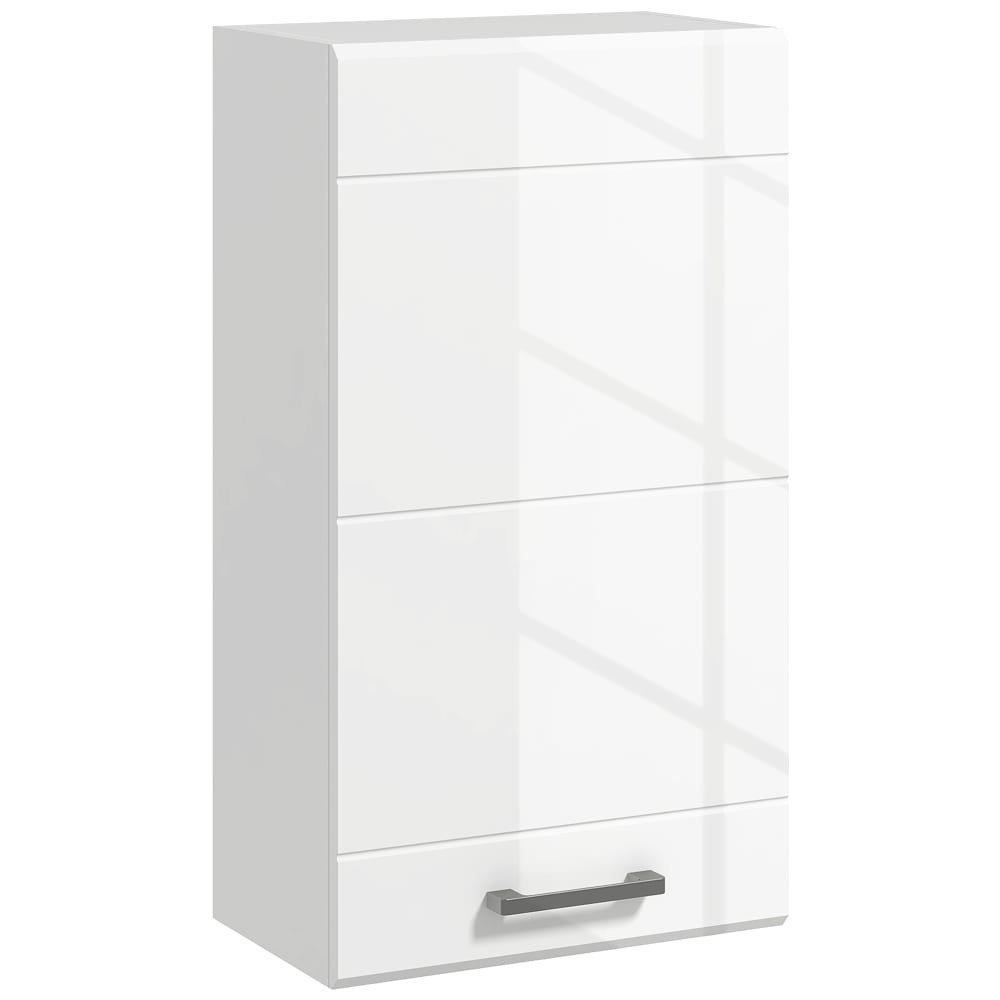 Armoire murale salle de bain étagère réglable bois blanc brillant