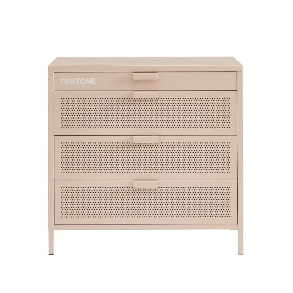 Commode 4 tiroirs métal rose blush 80cm