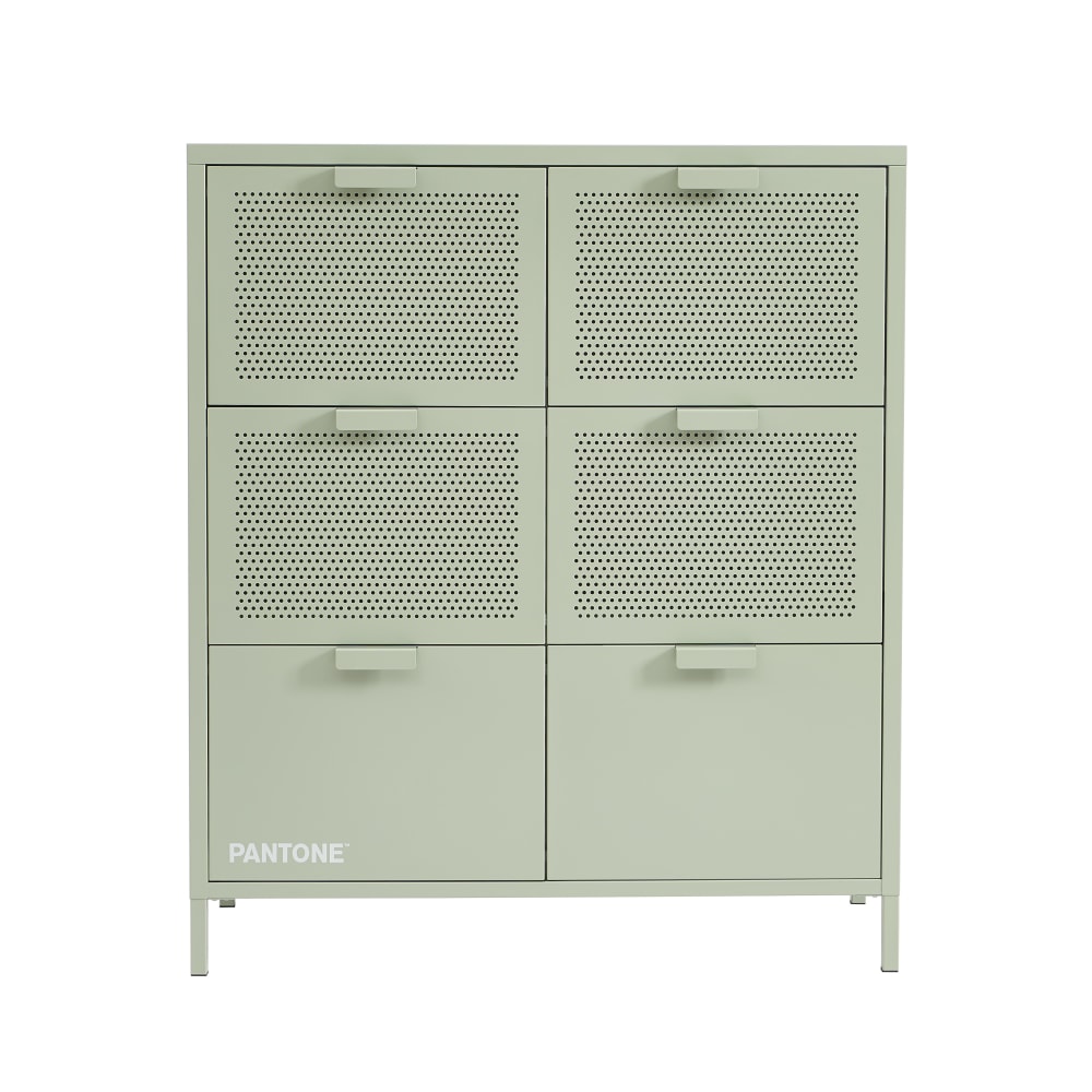 Commode métal vert amande 6 tiroirs 90cm