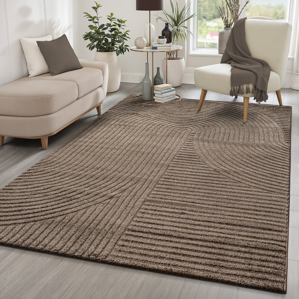 Tapis design moderne, densité élevée, marron, 80 x 150 cm — vue 3