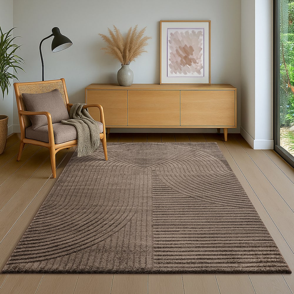Tapis design moderne, densité élevée, marron, 200 x 290 cm — vue 4