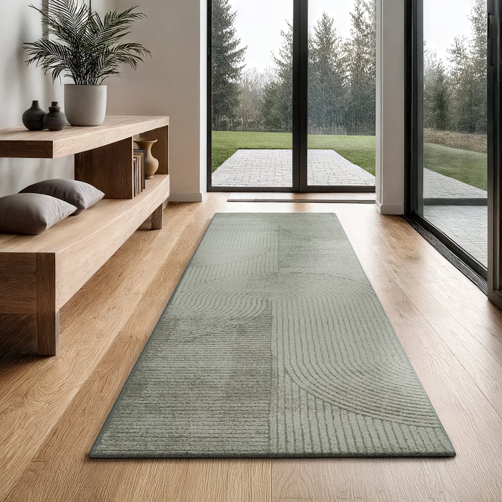 Tapis design moderne, densité élevée, vert, 80 x 300 cm — vue 4