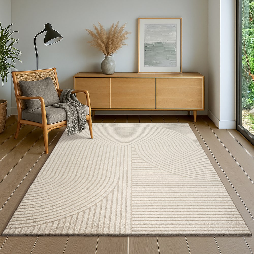Tapis design moderne, densité élevée, beige, 200 x 290 cm — vue 4