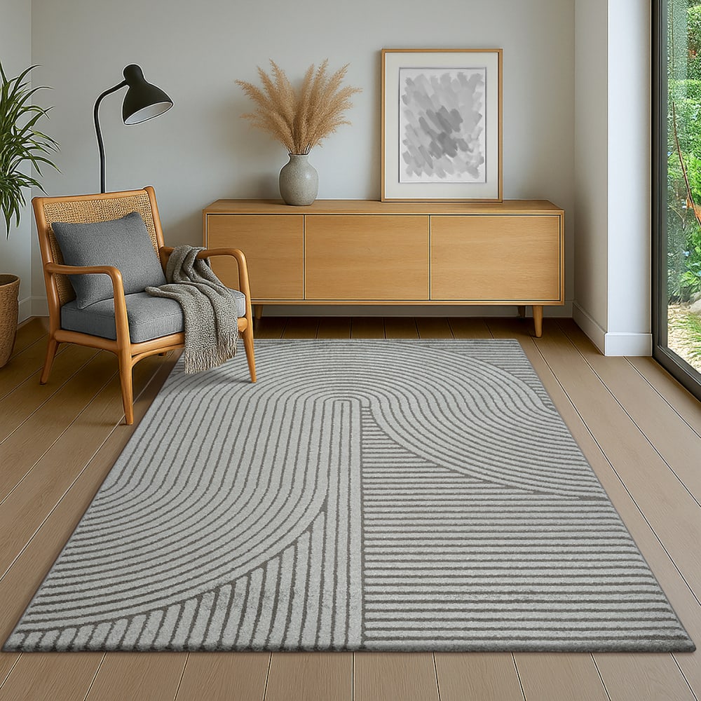 Tapis design moderne, densité élevée, gris, 160 x 230 cm — vue 4