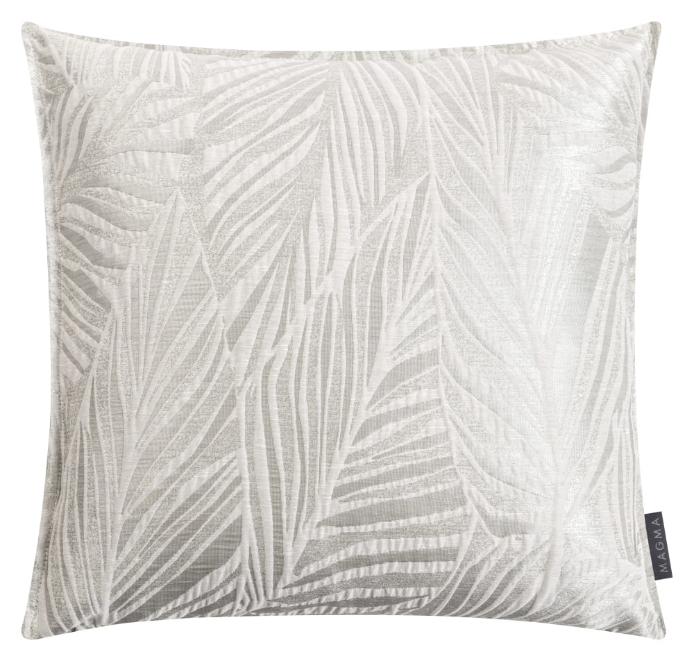 Housse de coussin jacquard effet métal gris 50x50