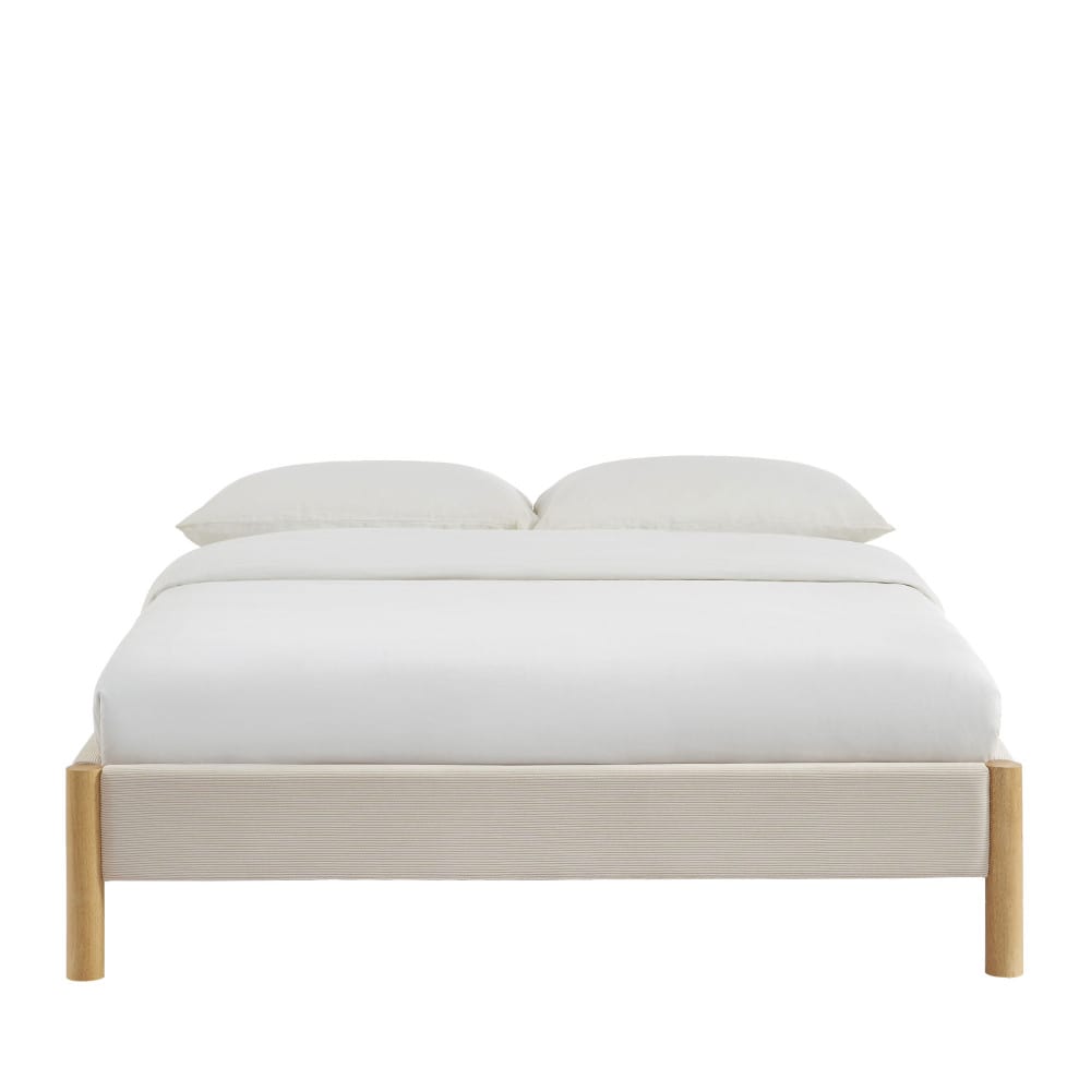 Lit en velours côtelé 140x190cm - Beige