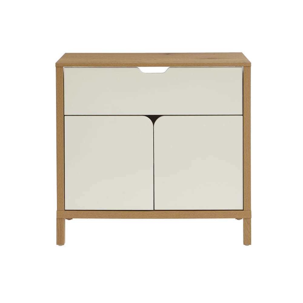 Meuble sous vasque  effet chêne et portes blanches 80cm