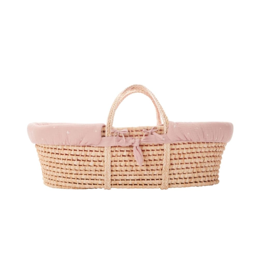 Couffin en osier rose clair pour filles - Promenade Bucolique