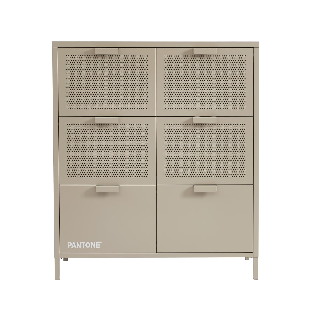 Commode métal taupe 6 tiroirs 90cm