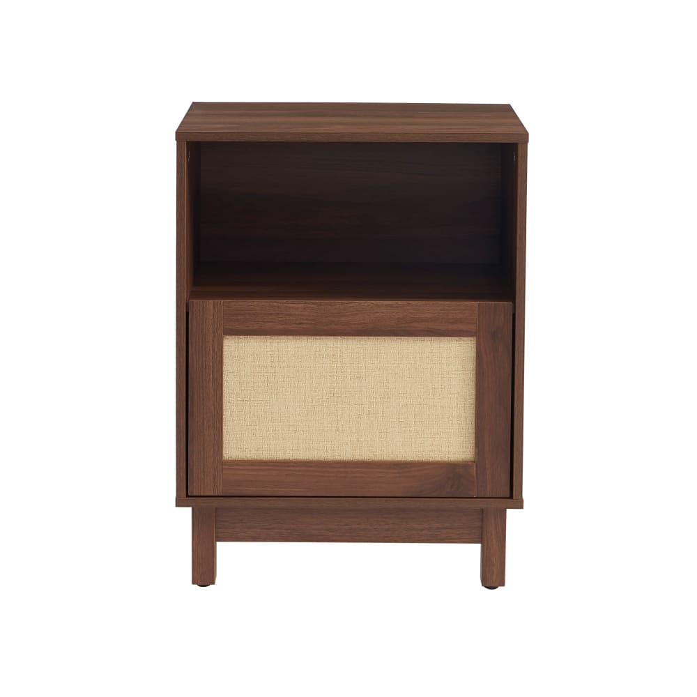 Table de chevet  effet noyer et rotin