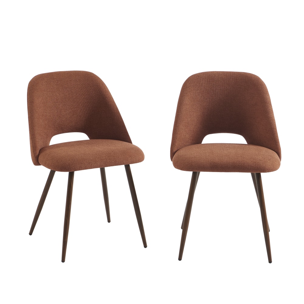 Lot de 2 chaises  tissu - noyer