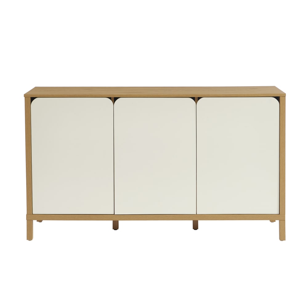 Buffet  effet chêne 3 portes blanches 140cm