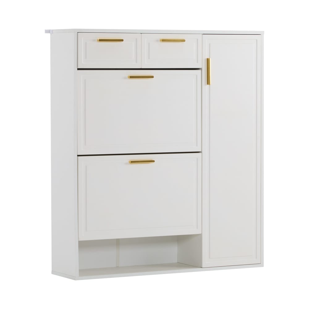 Urban Meuble Schuhschrank mit Schubladen und verstellbaren Böden, Weiß style classic chic Weiß Spanplatte