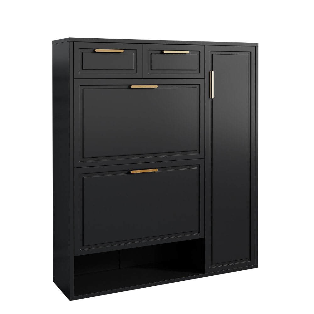 Urban Meuble Schuhschrank mit Schubladen und verstellbaren Böden, Schwarz style modern Schwarz Spanplatte