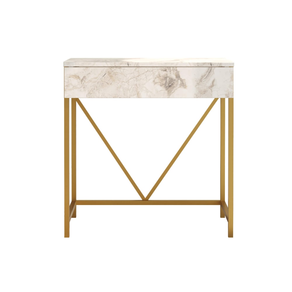 Mobili Rebecca Konsolentisch mit Schublade und Spiegel, weiß und gold style modern - Holz