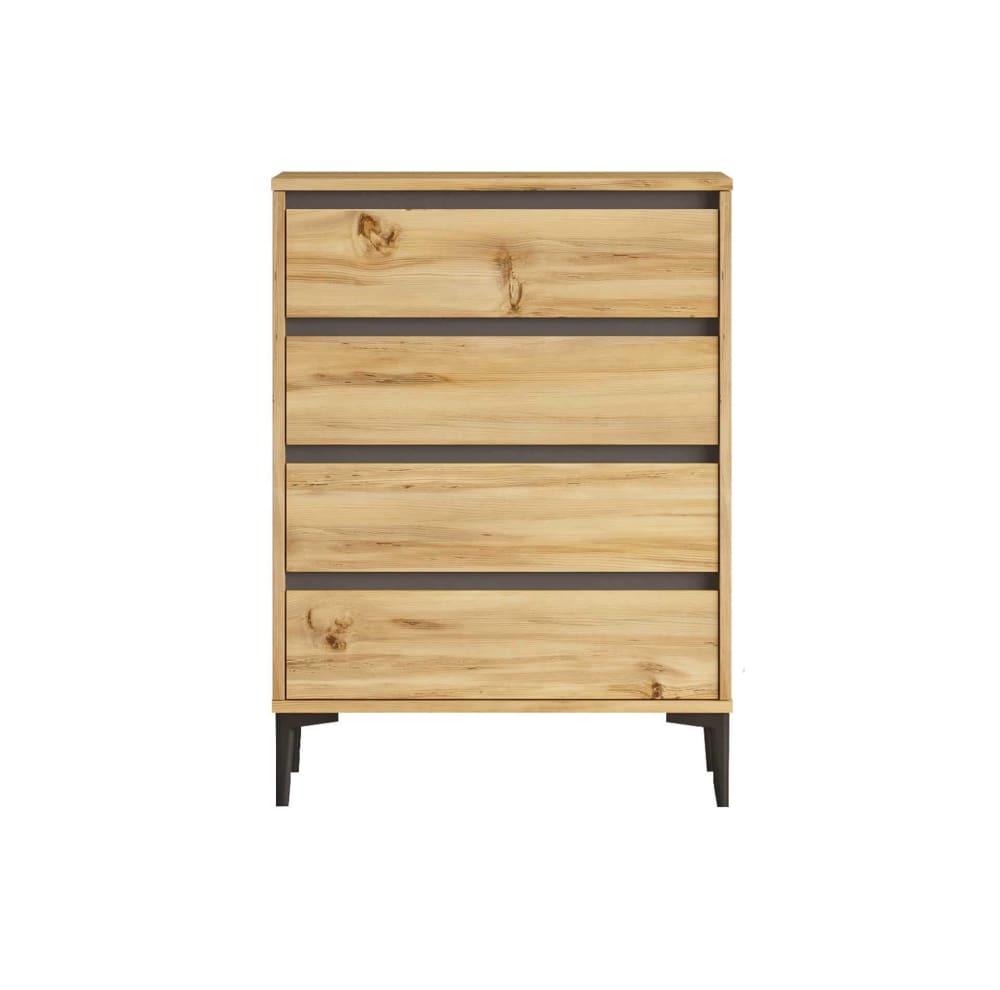Mobili Rebecca Kommode mit 4 Schubladen, 98,5x72x45 cm, hellbraun und dunkelgrau style modern - Holz