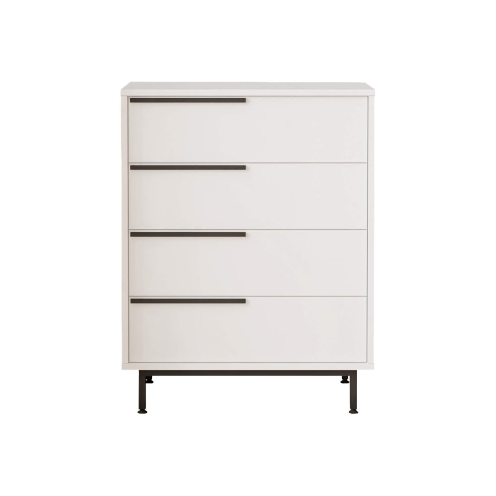 Mobili Rebecca Kommode mit 4 Schubladen, 95x75x44,5 cm, weiß und dunkelgrau style modern - Holz
