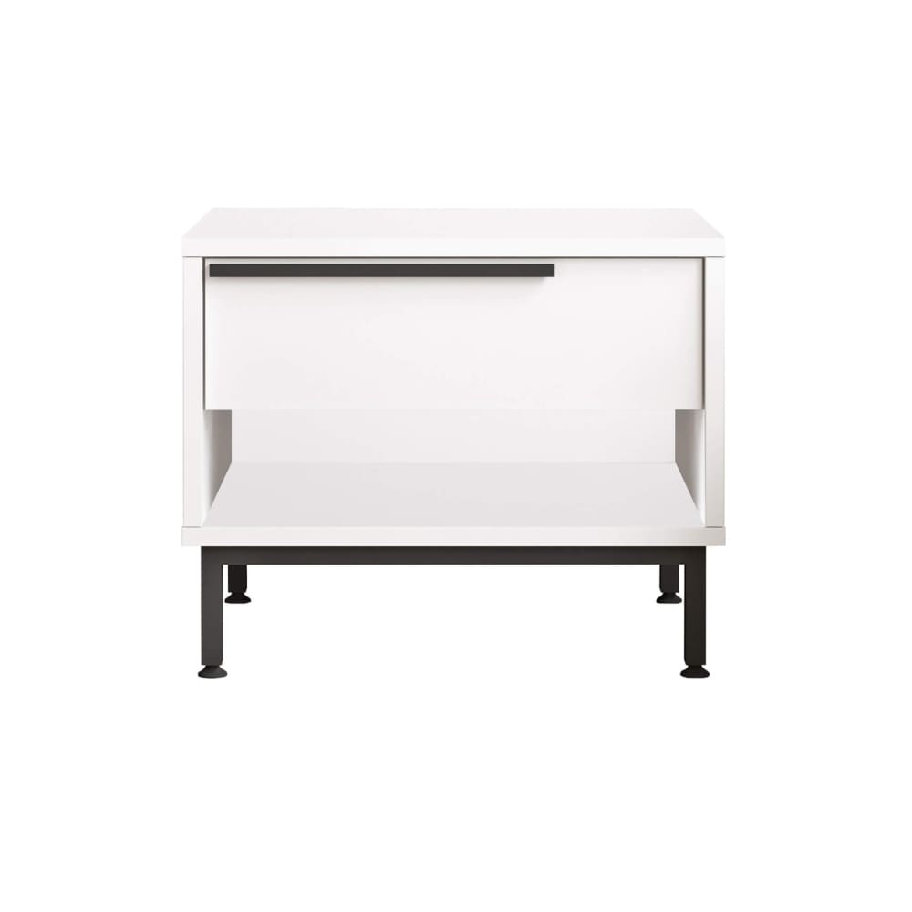 Mobili Rebecca Nachttisch mit 1 Schublade und offenem Fach, weiß und dunkelgrau style modern - Holz