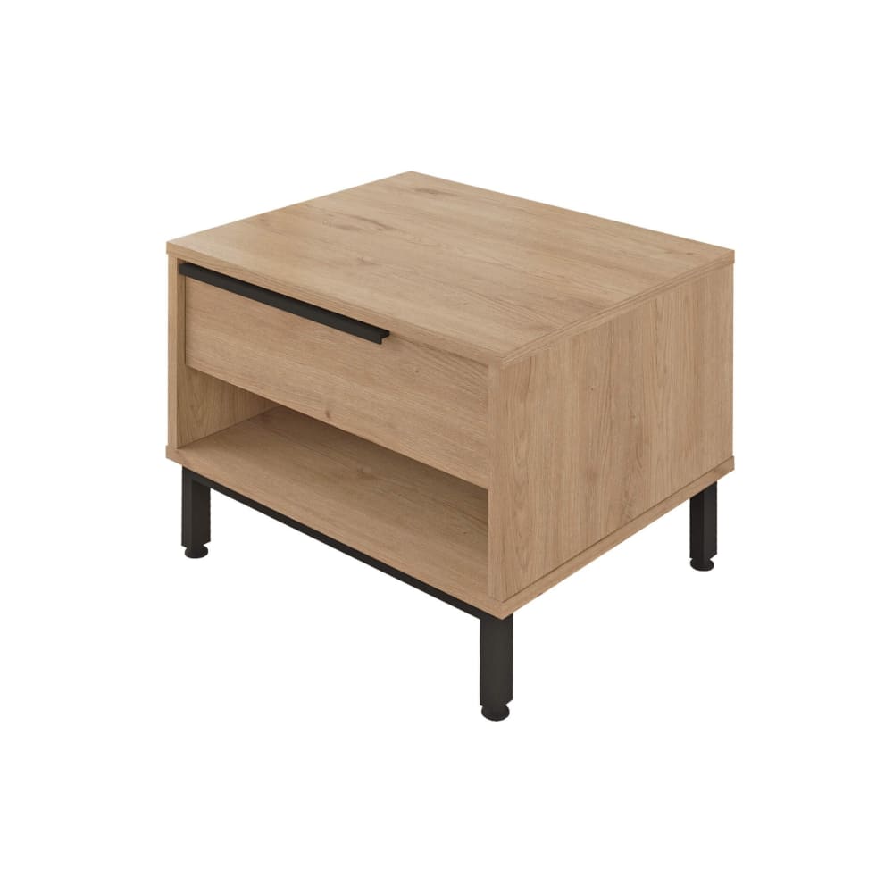 Table de chevet avec 1 tiroir et un compartiment marron et gris foncé