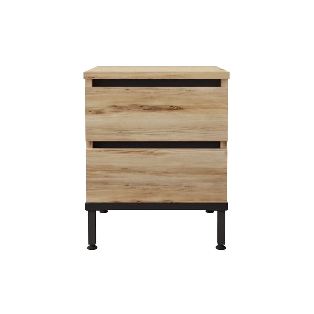 Mobili Rebecca Nachttisch mit 2 Schubladen, 49x40x35,5 cm, hellbraun und schwarz style modern Beige Holz