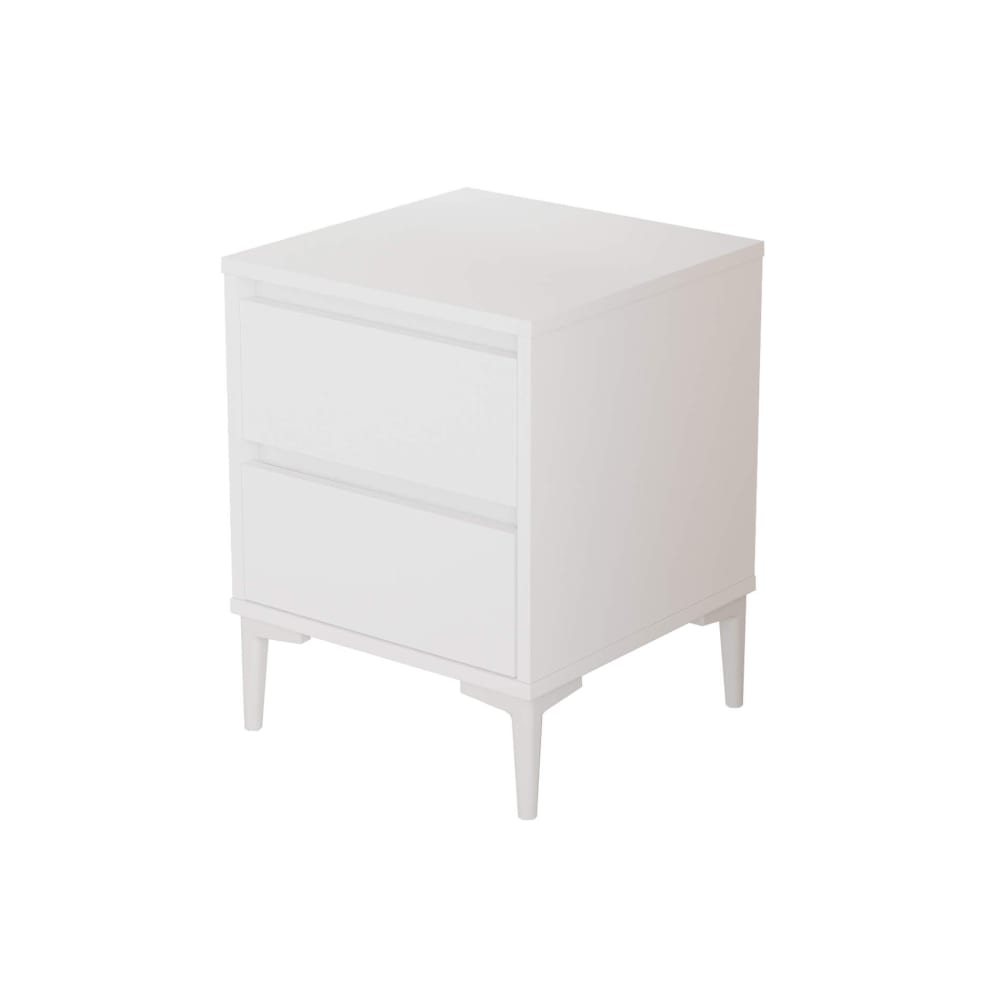 Table de chevet avec 2 tiroirs, blanc