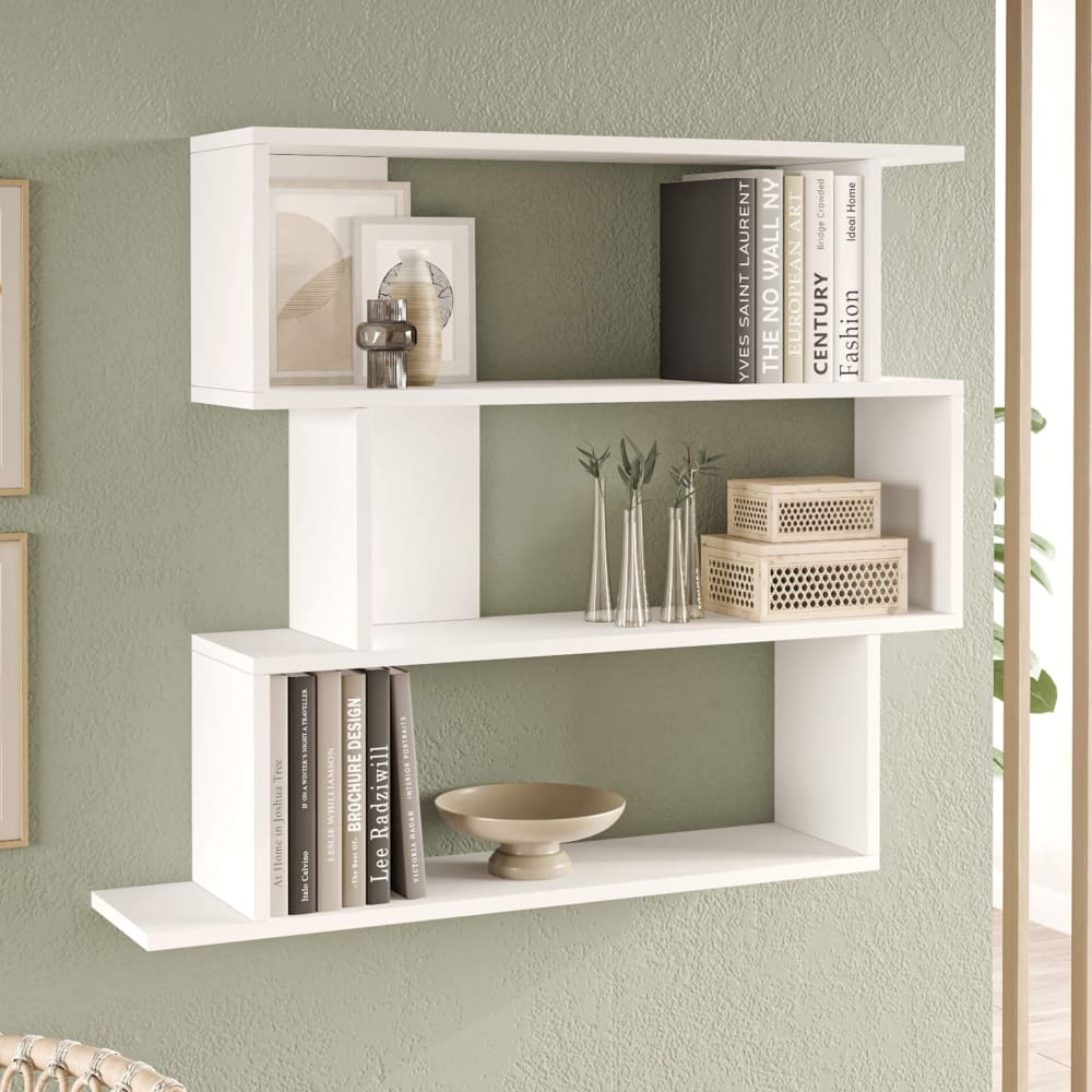 Étagère murale avec 4 tablettes, blanc