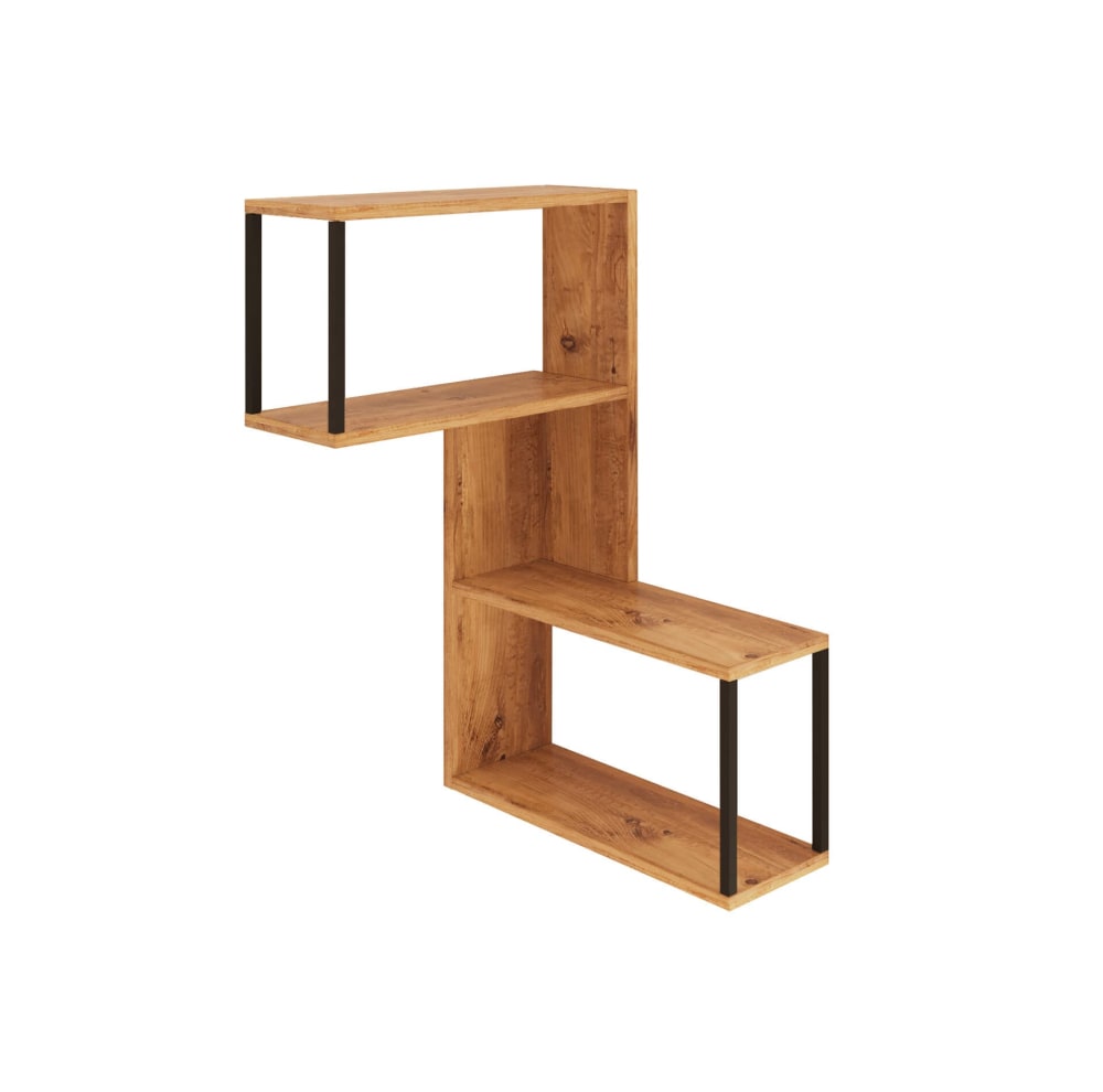 Étagère murale d’angle avec 4 tablettes, marron et gris foncé