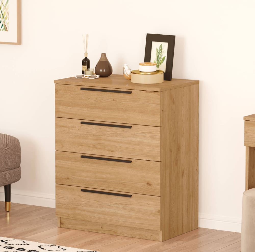 Kommode mit 4 Schubladen, 87,5x72x42 cm, braun und dunkelgrau -