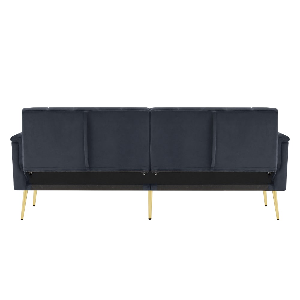 Canapé convertible 3 places noir en velours avec dossiers