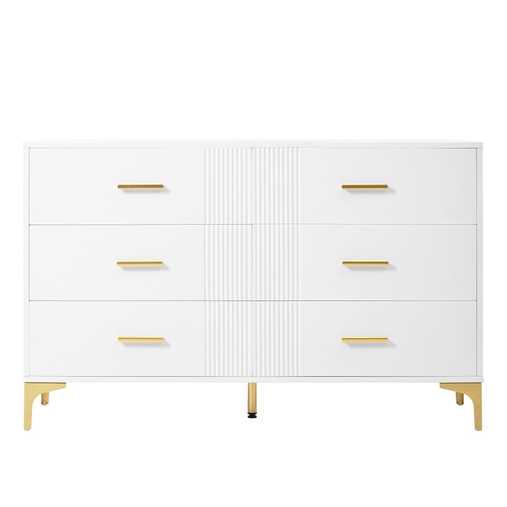 Urban Meuble Elegante Kommode mit 6 Schubladen und Wellenmuster, Weiß style modern Weiß Spanplatte