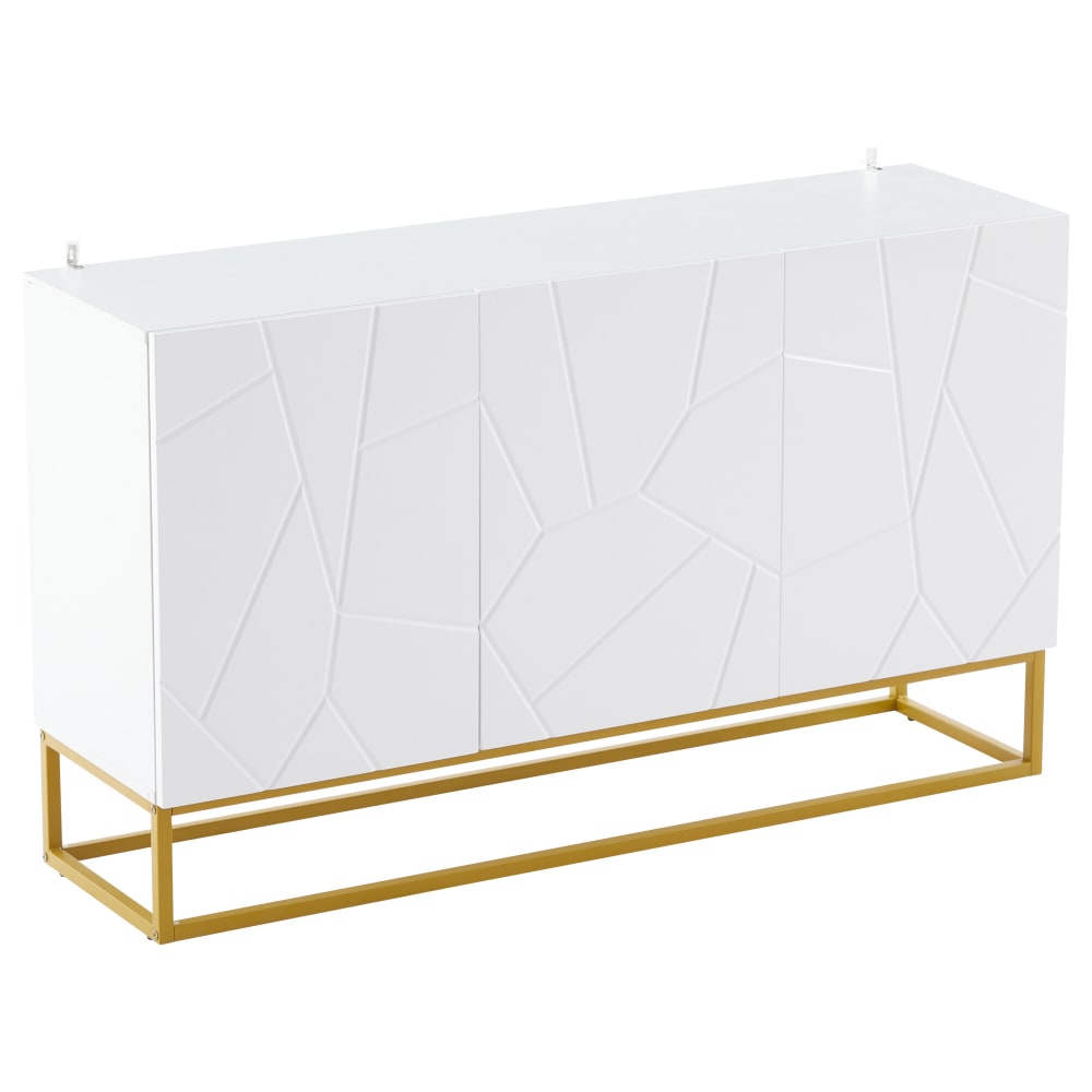 Buffet contemporain blanc motif texturé accent doré