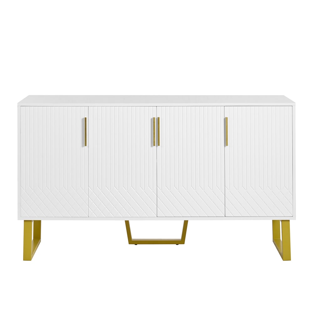 Buffet blanc laqué motifs géométriques pieds