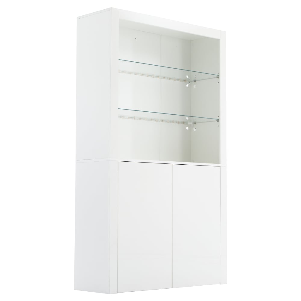 Urban Meuble Hochglanze Vitrine mit LED-Beleuchtung, Weiß style modern Weiß Spanplatte