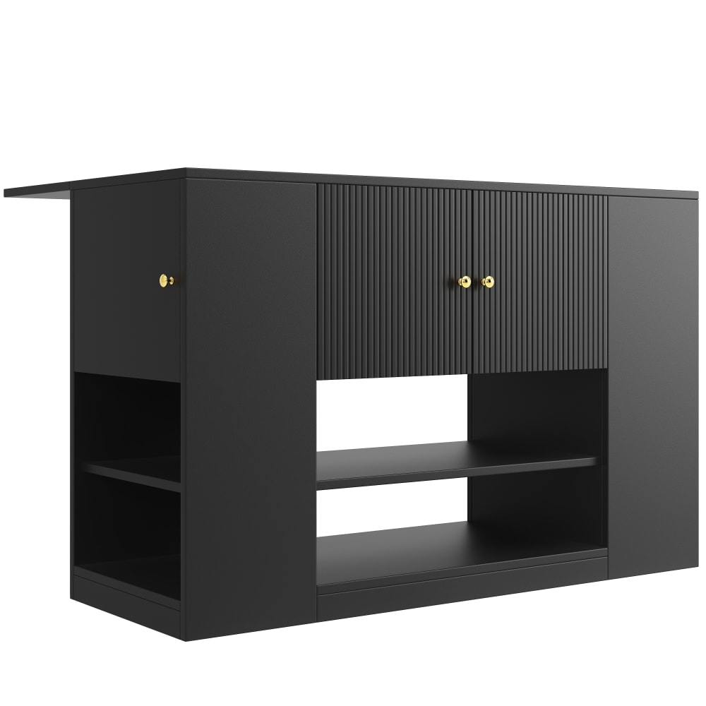 Urban Meuble Erweiterbare Kücheninsel mit Wellenmuster, Schwarz style modern Schwarz Spanplatte