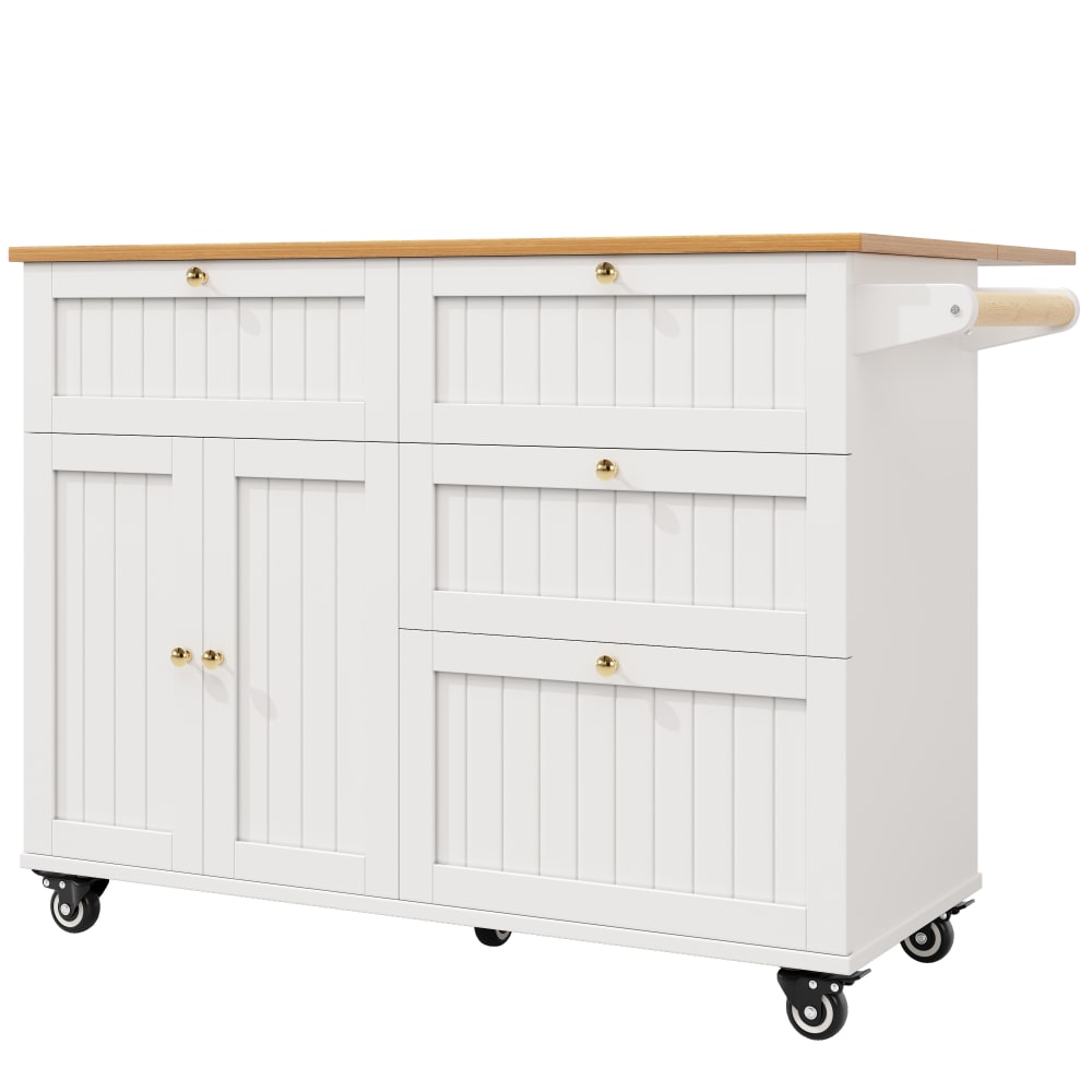 Urban Meuble Skandinavischer ausziehbarer Küchenwagen, MDF, weiß - Spanplatte