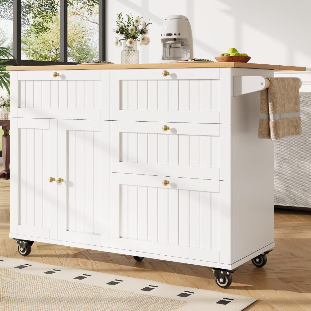 Skandinavischer ausziehbarer Küchenwagen, MDF, weiß - Maisons Du