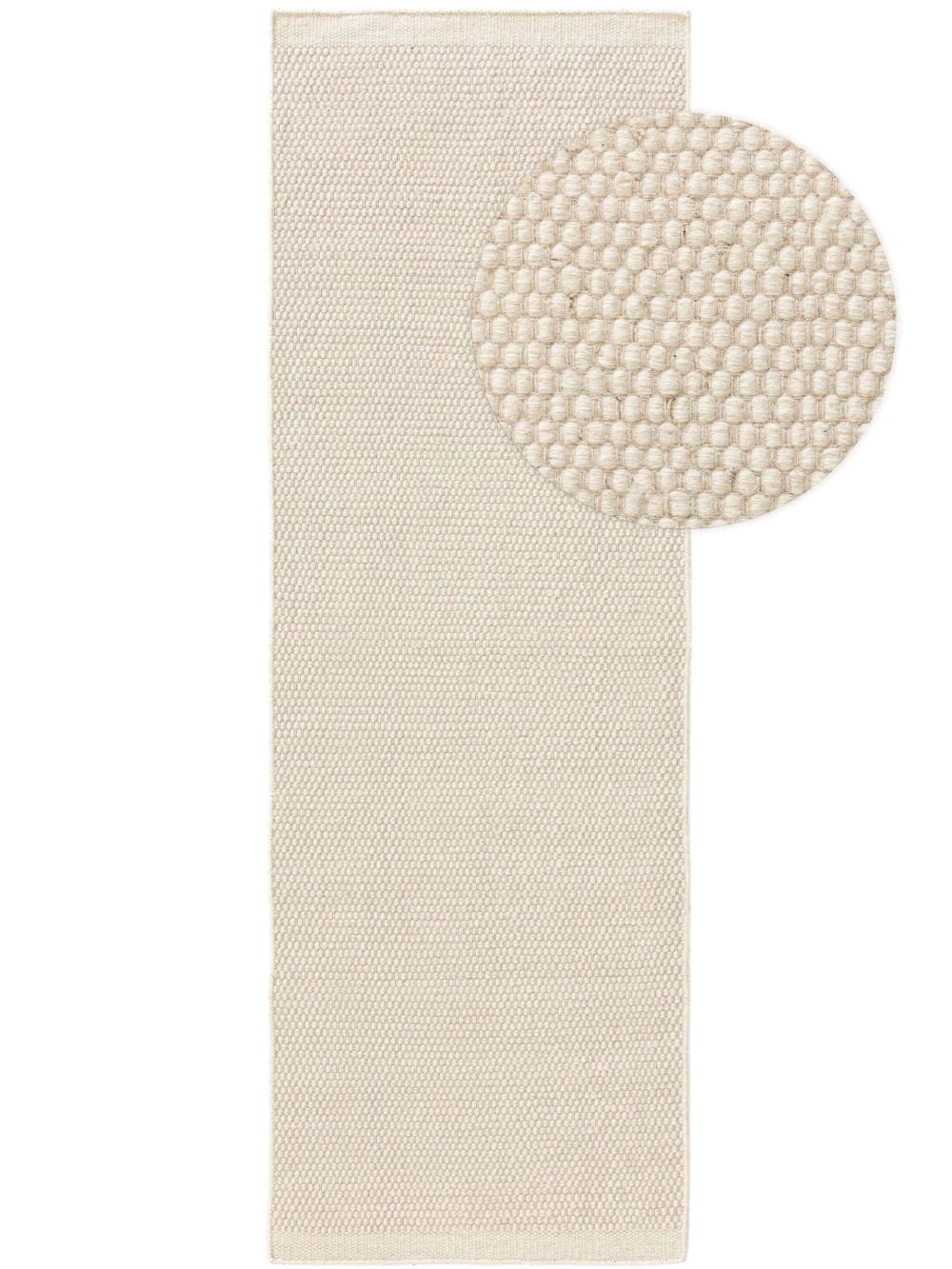 Tapis de couloir en laine blanc 80x250