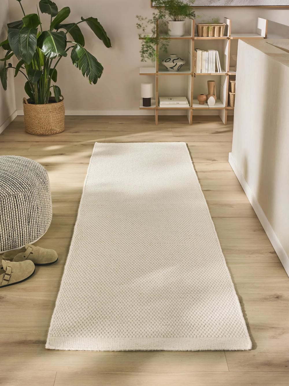 Wollteppich Läufer weiß 80x250 - Maisons Du Monde