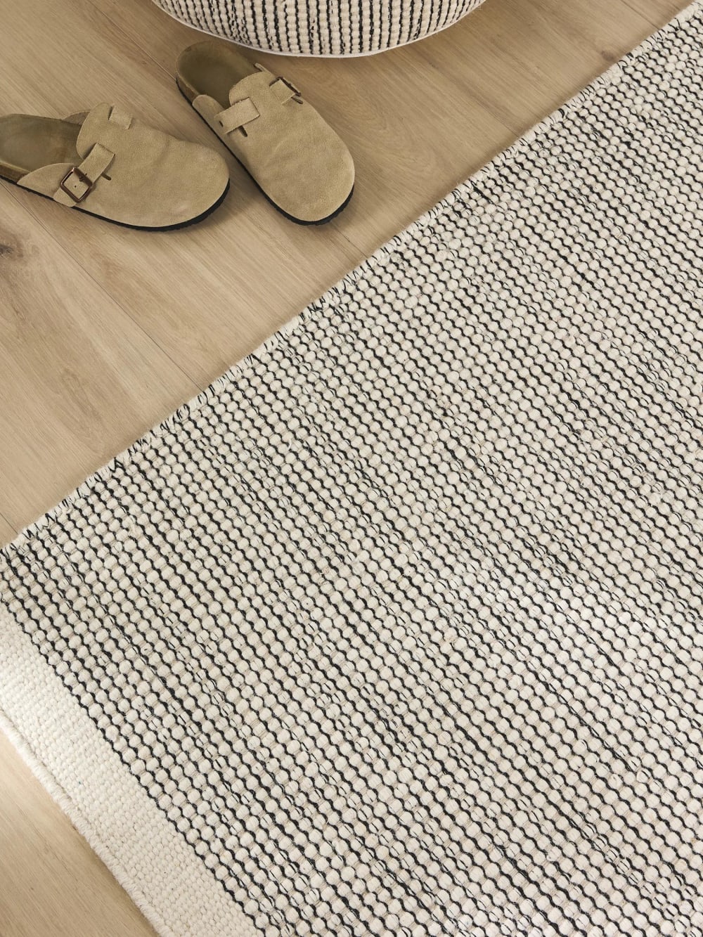Tapis de couloir en laine beige/noir 70x200 — vue 4