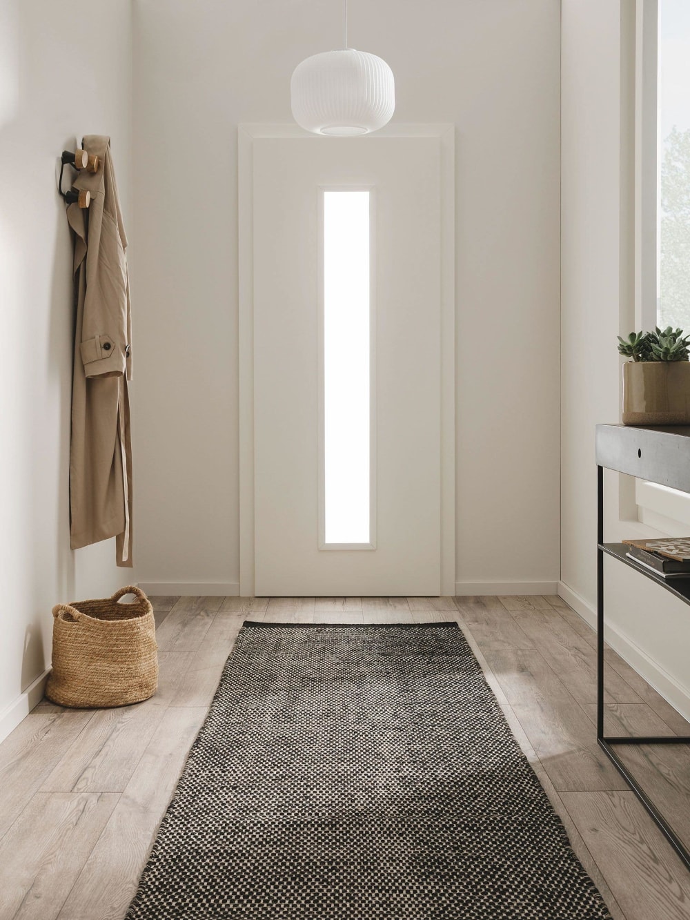 Tapis de couloir en laine noir & blanc 80x250